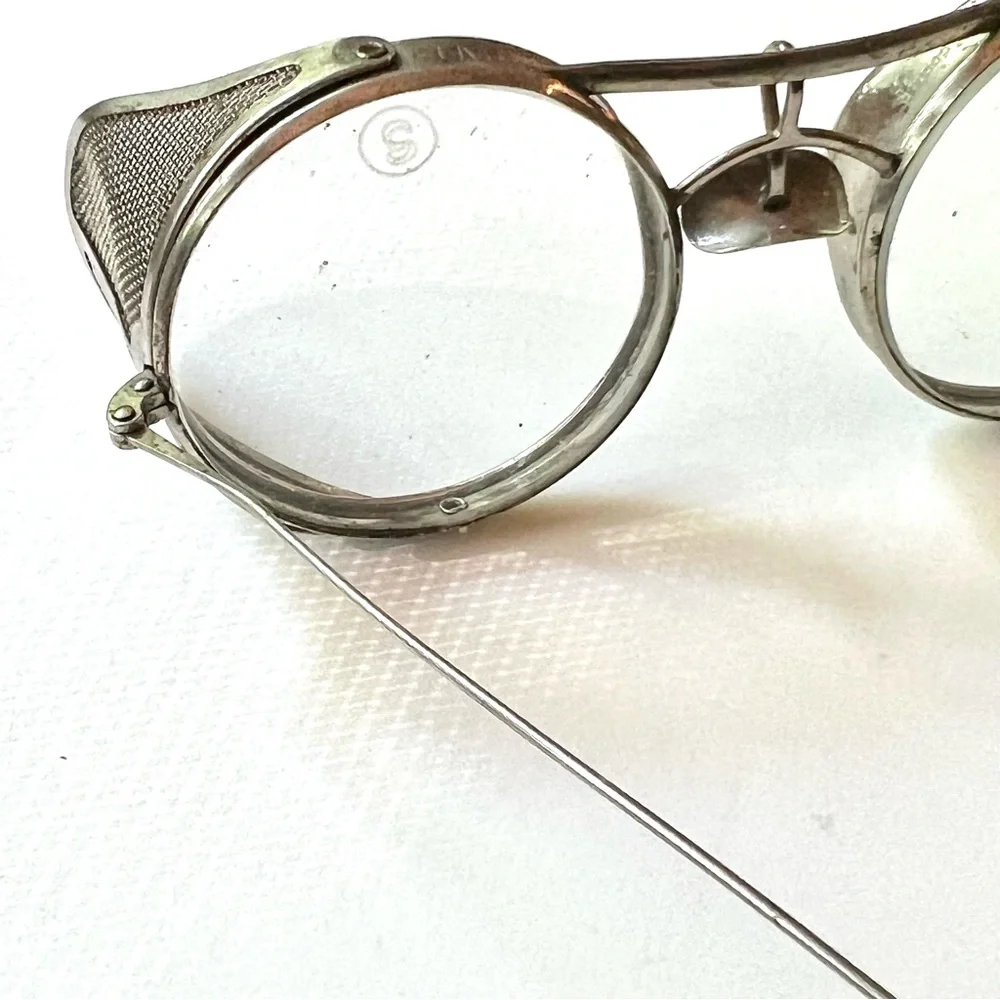 Antique Steampunk Safety Glasses Unisex Metal Glass Mesh Vintage Clear Glass